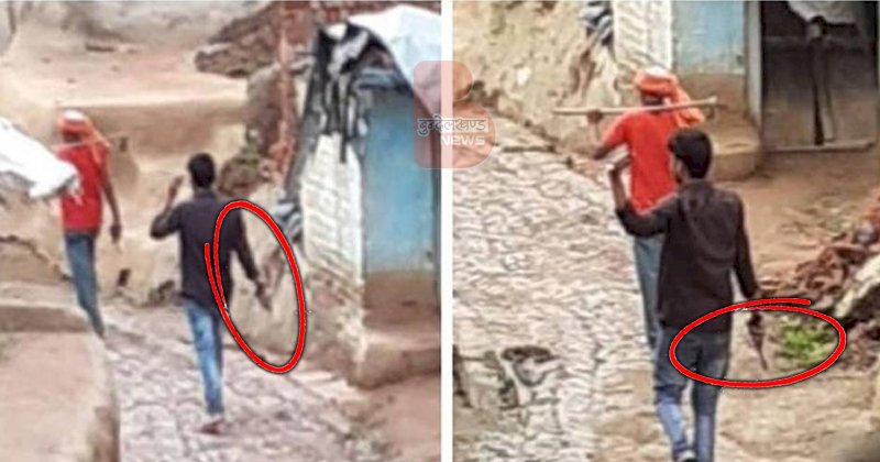 तमंचा लेकर गांव में घूमने की फोटो हुई वायरल, दो गिरफ्तार 