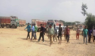 बिना कांटा लगे बालू भरे ट्रकों का चालान करने पर चालको का गुस्सा फूटा
