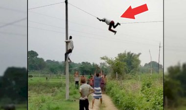 चलती लाइन में विद्युत पोल पर चढ़ा विक्षिप्त युवक, मचा हड़कंप, जानें फिर क्या हुआ ?
