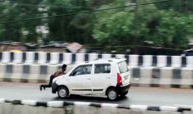 लखनऊ हाइवे में ट्रक क्लीनर को बोनट पर फिल्मी अंदाज में घसीटते दिखे कार सवार दबंग