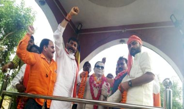 जन आशीर्वाद यात्रा में आये केंद्रीय मंत्री भानु प्रताप वर्मा भव्य स्वागत