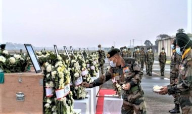 बर्फीले तूफान में शहीद सातों जवानों को तेजपुर वायुसेना स्टेशन पर दिया गया अंतिम सम्मान