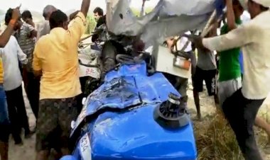 ट्रक की टक्कर से चालक समेत ट्रैक्टर पुल से नीचे गिरा, मौत