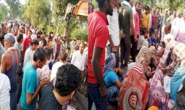 जेसीबी मशीन ने मवेशी चरा रहे 2 छात्रों को कुचला, आक्रोशित लोगों ने नेशनल हाईवे को किया जाम