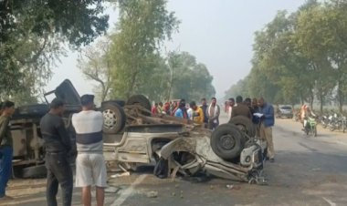 चित्रकूट में दो तेज रफ्तार बोलेरो गाड़ी आमने सामने भिड़ी,पुलिस के जवान की दर्दनाक मौत