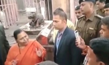 ज्योतिर्लिंग दर्शन के दौरान जाली में कैद नंदी को देख उमा भारती भड़की, तोड दी जाली