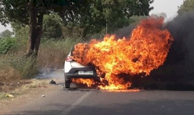 बुंदेलखंड एक्सप्रेसवे पर भीषण सड़क हादसा, कार बनी आग का गोला, सीएम योगी ने जताया दुख