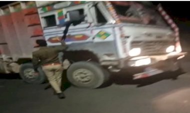 बालू भरे ट्रक से अवैध वसूली करते सिपाही का वीडियो वायरल, एसपी ने किया निलंबित