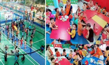 भीषण गर्मी में बारिश के बच्चों ने लिए मजे, KIDZEE बांदा समर कैम्प में रेन डांस
