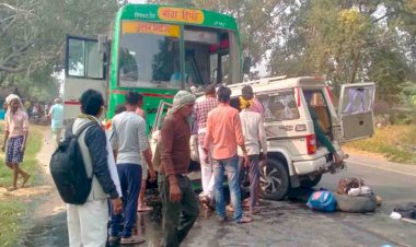 चित्रकूट में बड़ा हादसा : जनरथ बस और बोलेरो में टक्कर पांच यात्रियों की मौत