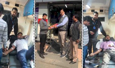 बांदाः एचडीएफसी बैंक के कर्मचारियों ने किया रक्तदान