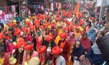 रामभक्तों ने निकाली अक्षत कलश की भव्य शोभायात्रा, 1100 कलश लेकर निकली मातृ शक्तियां