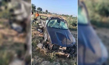 बुंदेलखंड एक्सप्रेसवे पर फ्लाईओवर से तेज रफ्तार कार नीचे गिरी, चार घायल