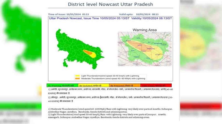 पूर्वी उप्र के सात जिलों में मेघ गर्जना व आकाशीय बिजली के साथ वर्षा की संभावना