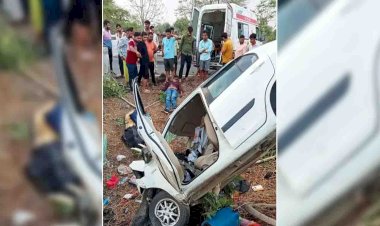 नेशनल हाइवे पर सड़क हादसे में तीन लोगों को मौत, उज्जैन से दर्शन कर लौट रहा था ललितपुर का परिवार