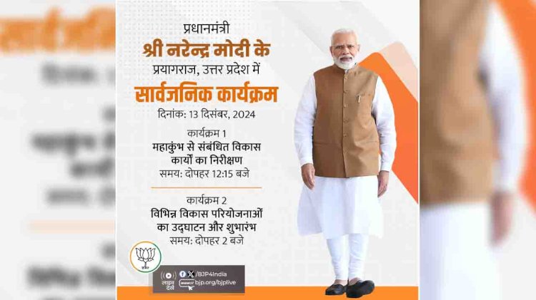 प्रधानमंत्री मोदी आज उप्र में  प्रयागराज के महाकुंभ मेला क्षेत्र में तैयारियों का जायजा लेंगे