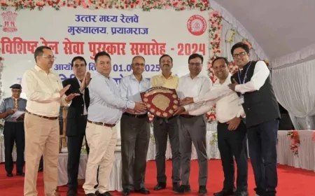 प्रयागराज : उत्तर मध्य रेलवे मुख्यालय में विशिष्ट रेल सेवा पुरस्कार समारोह आयोजित