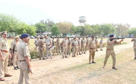 पुलिस लाइन में दंगाइयो से निपटने को हुआ पूर्वाभ्यास