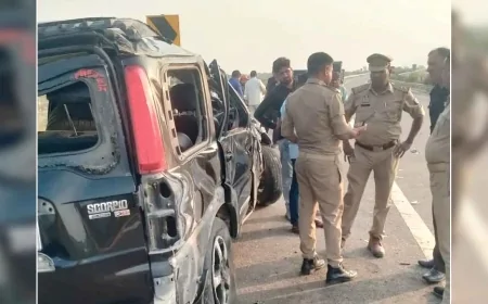 बुंदेलखंड एक्सप्रेसवे में पलटी स्कॉर्पियो, चालक की मौत व चार घायल
