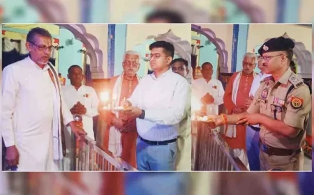 डीएम-एसपी ने राम-जानकी मंदिर में पूजा कर बांटा प्रसाद