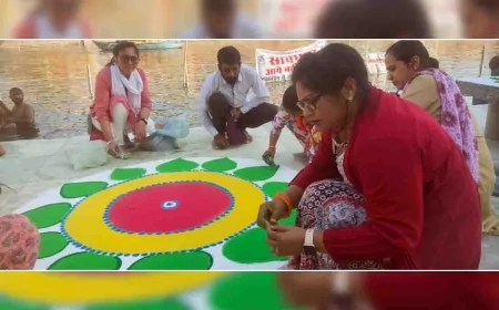 श्री रामनवमी पर्व पर दीपो व रंगोलियो से सजा रामघाट