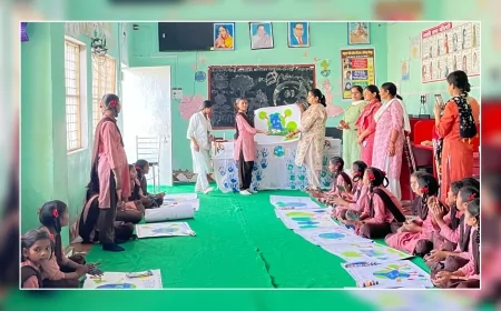 पृथ्वी की सुरक्षा एवं संरक्षण विषय पर बनाए जागरूकता पोस्टर