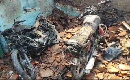 शॉर्ट सर्किट से भीषण आग में दो घर जलकर खाक, लाखों का नुकसान