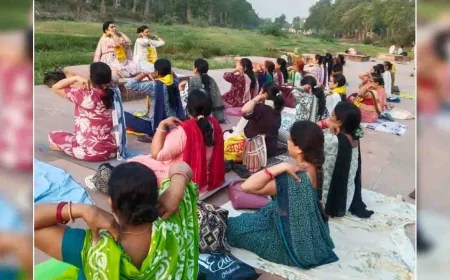 योग दिवस की तैयारी शुरू, कराया योगाभ्यास
