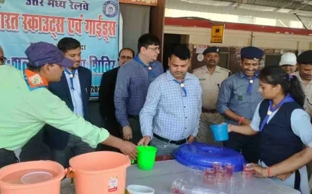 बांदा रेलवे स्टेशन पर उत्तर मध्य रेलवे स्काउट एंड गाइड टीम द्वारा निशुल्क शीतल पेयजल शिविर का आयोजन