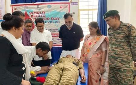 विश्व रक्तदान दिवस: एनसीसी कैडेट्स और सुरक्षाकर्मियों ने किया रक्तदान, विश्वविद्यालय में बढ़ी जागरूकता