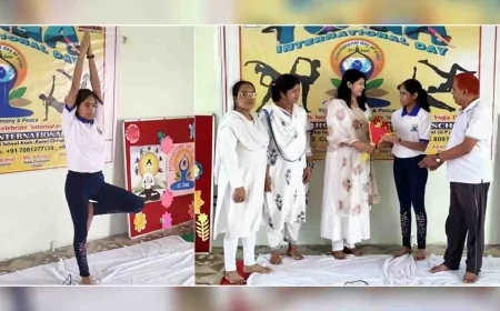 सुषमा स्वरूप इंटरनेशनल स्कूल में कराया गया योगाभ्यास