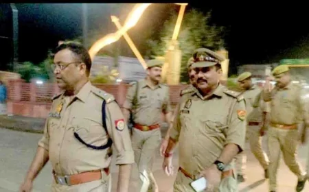 पैदल गश्त कर सुरक्षा व्यवस्था का लिया जायजा