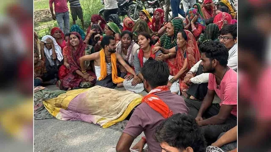 युवक की मौत के बाद परिजनों ने शव रखकर लगाया जाम