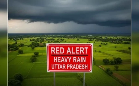 उत्तर प्रदेश में भारी बारिश का रेड अलर्ट, 13 जिलों में मूसलधार बारिश से जनजीवन प्रभावित