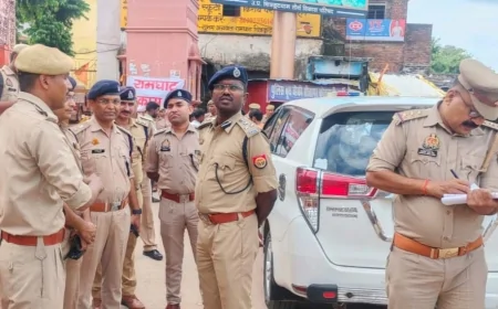 सुरक्षा को लेकर डीआईजी, एसपी, एएसपी ने किया मेला क्षेत्र का निरीक्षण