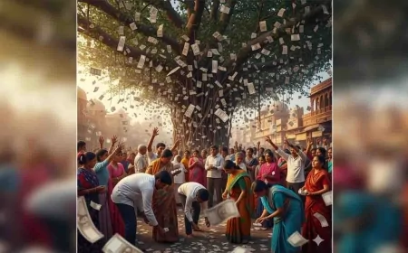 पेड़ से हुई रुपये की बारिश, लूटने के लिए उमड़ी भीड़