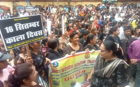 टीईटी अनिवार्यता व सेवा शर्तों में बदलाव के विरोध में काले कपड़े पहनकर शिक्षकों ने सौंपा ज्ञापन