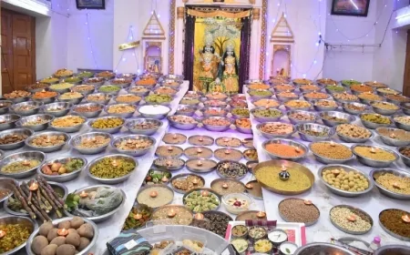 गोवर्द्धन पूजा कर अन्नकूट का छप्पन भोग लगाया