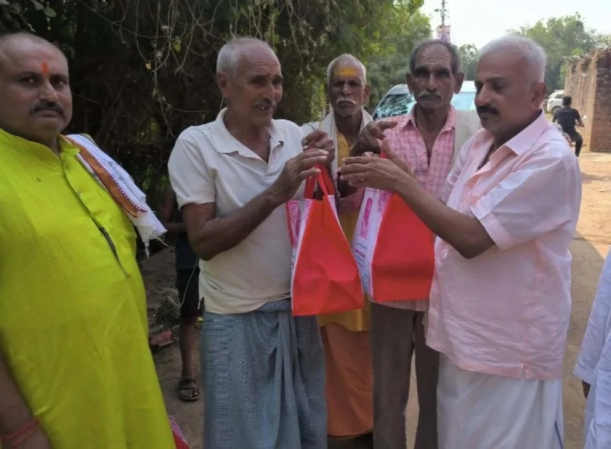 संगवारा गांव में घर-घर बांटी गई बूंदी के लड्डू व मालपुआ