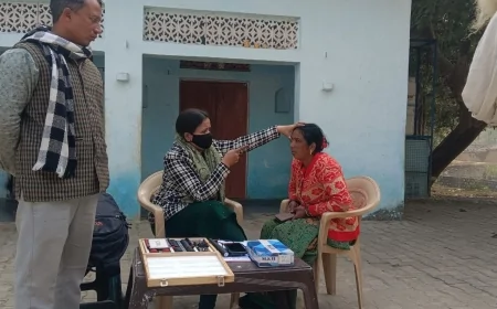 पतारा गांव में श्री राम जानकी मंदिर में नेत्र परीक्षण शिविर आयोजित