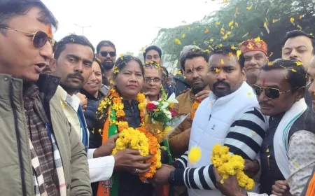 भाजपा की नवनिर्वाचित जिलाध्यक्ष शकुंतला निषाद का कुरारा में भव्य स्वागत