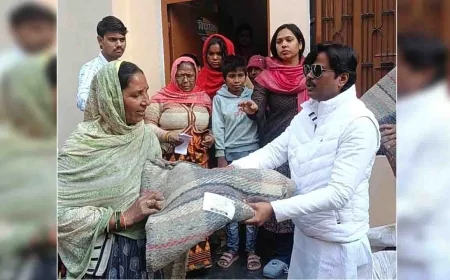 जन्मोत्सव पर विधायक प्रतिनिधि ने गरीबों में बांटे कंबल