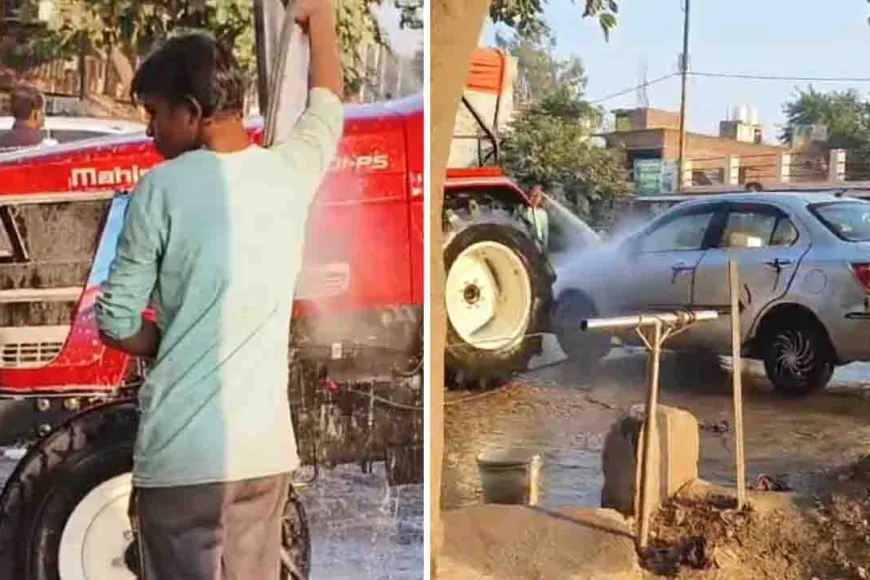 कुरारा में पेयजल से वाहन धुलाई का खेल, अवैध कनेक्शन का आरोप