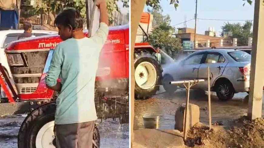 कुरारा में पेयजल से वाहन धुलाई का खेल, अवैध कनेक्शन का आरोप
