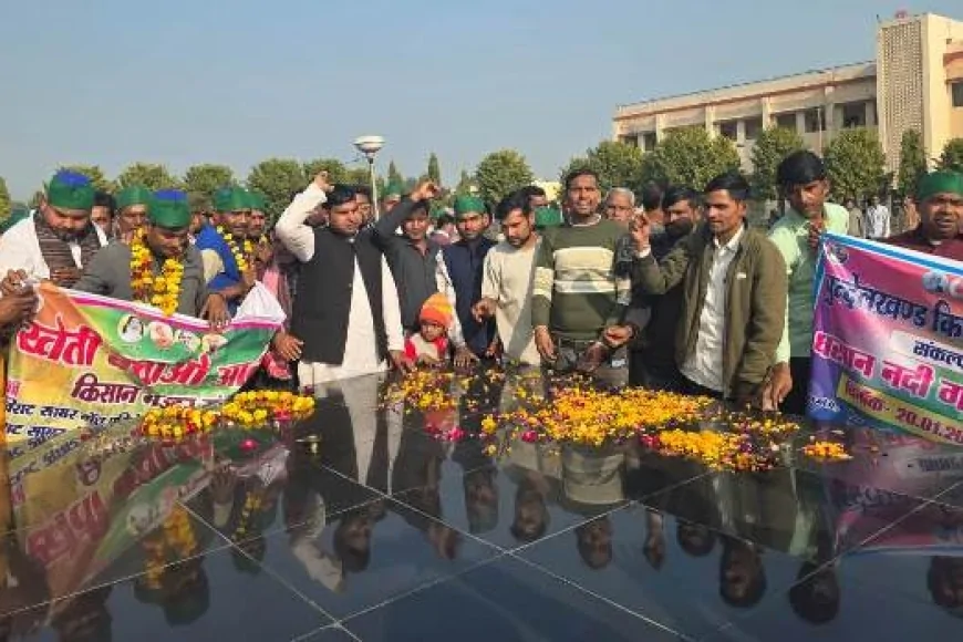 करीब डेढ़ सौ ट्रैक्टरों के साथ हजारों किसानों ने निकाली वृहद संकल्प यात्रा