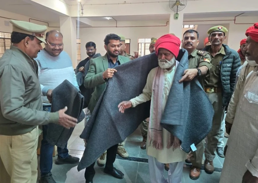 ठंड से बचाव के लिए बांटे गए कंबल