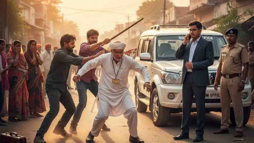 एसडीएम की मौजूदगी मे दबंगो ने रिटायर्ड नायब तहसीलदार को दौडा कर पीटा