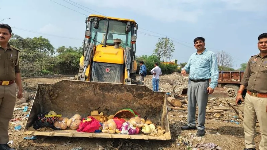 खाद्य विभाग ने एक कुंतल से अधिक खोया को जमीन में कराया नष्ट