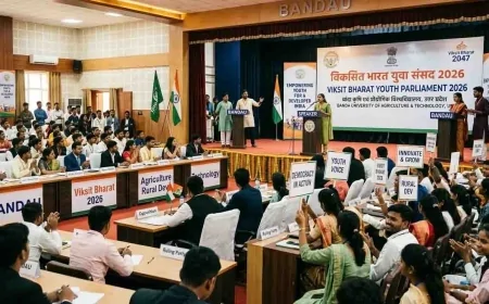 युवाओं की वैचारिक क्रांति से गूँजा बांदा कृषि विश्वविद्यालय : 'विकसित भारत युवा संसद 2026' का सफल आयोजन