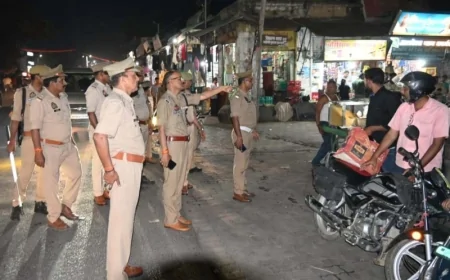 एसपी ने पैदल मार्च कर सुरक्षा का लिया जायजा
